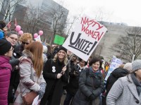 TORONTO, ON: Women's March Toronto. Saturday January 20th 2017. Queen's Park followed by March to US Consulate followed by City Hall. Speakers and musicians present. 50,000 + people in attendance. Photos by Solana Cain