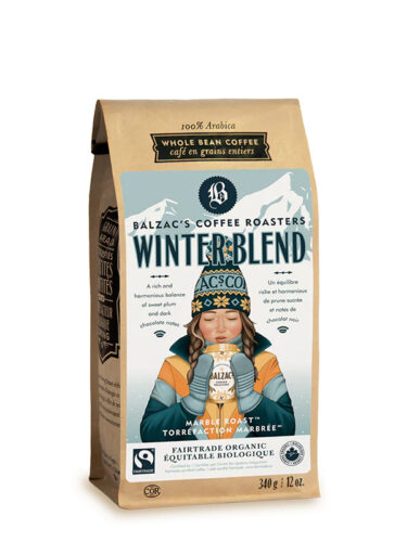 Package of Balzac's winter blend coffee